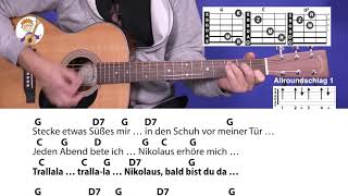 Lieber guter Nikolaus komme bald in unser Haus Nikolauslied mit 3 Akkorden amp Text für Gitarre [upl. by Ojela]