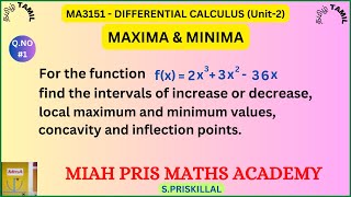 MA3151 Y2X33X236X FIND INTERVALS OF INCREASEDECLOCAL MAXMINIMACONCAVITY INFLECTION POINTS [upl. by Pyszka]