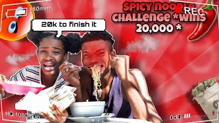 SPICY NOODLE CHALLENGE WINNER GETS 20000 [upl. by Ilamad438]