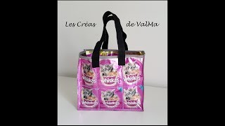 Sac cabas avec récupération de sachets de nourriture pour chat ou autre  Tuto couture ValMa [upl. by Lika]