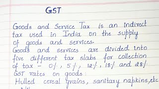 Essay on GSTGoods and Services TaxFew lines on GSTEssay on Goods and Services Tax [upl. by Schulman]