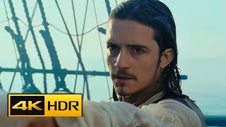 Pirates of the Caribbean Curse of the Black Pearl  Will Turner saves Elizabeth scene in 4K HDR [upl. by Ateekan]