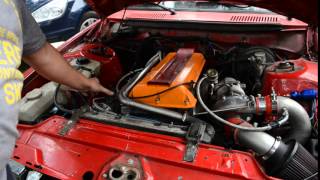 Volvo 240 Big Turbo first start B204 Saab engine [upl. by Ecidnac]