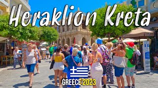 Heraklion Crete casually walking in 4k city tour Kreta Greece 2023 [upl. by Mikihisa281]