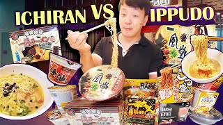 ICHIRAN vs IPPUDO Instant Noodles JAPANESE SUPERMARKET Instant Noodle Taste Test [upl. by Abdu]