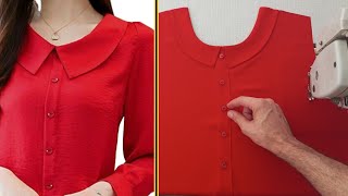 ✅️ Easy Way to Beautiful Neck Design Cutting and Sewing 💯 Sewing hacks to beginners ⛔️ Tailor Nour [upl. by Nonek]