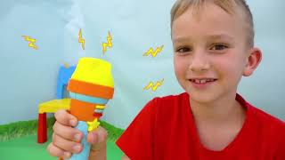 Little Chris pretend play with toys  best videos with small brother [upl. by Arlin]