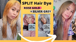 Split hair dye LOREAL colorista ROSE GOLD  SILVER GREY UK Vlog 2020 [upl. by Opalina]