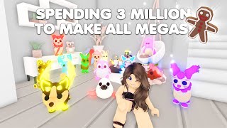 Spending 3 MILLION GINGERBREAD To make ALL MEGA NEON Winter pets in Adopt me [upl. by Erdrich548]