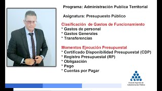 Presupuesto Publico  Clasificación y Ejecución de Gastos de Funcionamiento [upl. by Lachish]