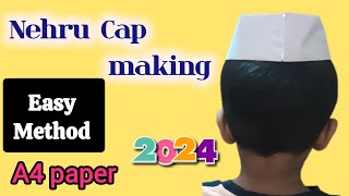 How to make Nehru cap  chachaji cap making Nehru cap  Gandhi cap  paper cap for childrens day [upl. by Eimmak]