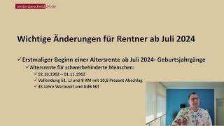 5 wichtige Änderungen für Rentner ab Juli 2024 Rentenerhöhung Pfändungsgrenze und Co [upl. by Nilsoj241]