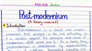 Postmodernism  A literary movement ENG205 4thsememster pu [upl. by Savanna]