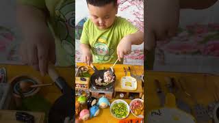 Baby chef cooks tasty food🐔🤤Foodie CuteBaby CookingTime BabyChef ViralVideo [upl. by Enttirb804]