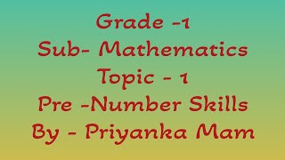 Pre Number Skills Grade 1 Sub Mathematics [upl. by Gathard]