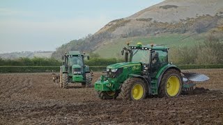 Ploughing with John Deere 6150R 2016 [upl. by Eimar]