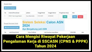 Cara Mengisi Riwayat PekerjaanPengalaman Kerja di SSCASN Seleksi CPNS amp PPPK Tahun 2024 Terbaru [upl. by Snashall]