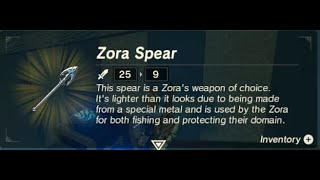 Zora Spear  Respawn Location  Zelda BOTW [upl. by Ateloj]