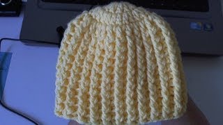 How to crochet Easy Ribbed Beanie  Hat Style 1 [upl. by Llehsam]