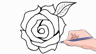 How to Draw a Rose Easy Step by Step [upl. by Airdua]