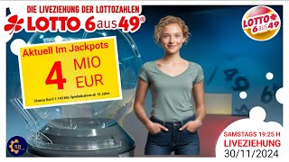 Ziehung der Lottozahlen live 30112024  lotto 6 aus 49 [upl. by Llerot]