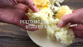 Pesto Mozzarella Stuffed Yeast Rolls [upl. by Ahsikit]