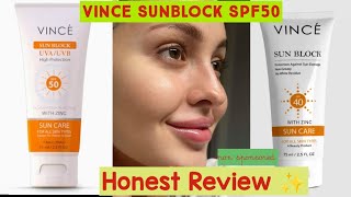 Vince Sunblock SPF50 Honest Review✨skincare [upl. by Manheim]