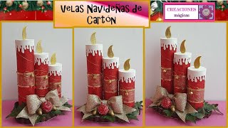 ♥♥Velas navideñas de cartóndecoraciones navideñas♥Creaciones Mágicas♥♥ [upl. by Blackwell231]