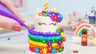 Fancy Miniature Rainbow Unicorn Cake Decorating Idea  Best Of Miniature Colorful Cake Recipe [upl. by Cathleen]