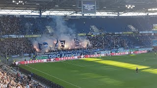 Arminia Bielefelder Pyro Show in Duisburg MSV  DSC 01 [upl. by Eyde]