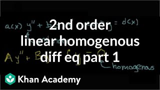 2nd order linear homogeneous differential equations 1  Khan Academy [upl. by Allez675]