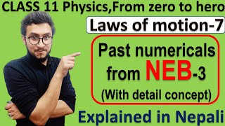 7 Class 11 physics numerical NEB past questions3 Laws of motion detail concept watch in 1080p [upl. by Onaicram]