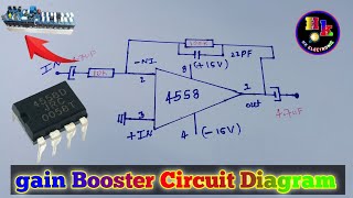 Audio Gain Booster Circuit  4558 op amp gain Booster Circuit  Gain Booster Preamplifier Circuit [upl. by Noterb]