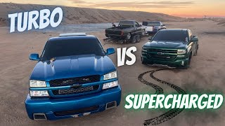 TURBO VS SUPERCHARGED BURNOUTS [upl. by Camfort]