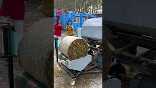 Corn straw balingFully automatic baling and film wrapping machineStraw balerFully automatic baler [upl. by Aihsad]