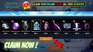 Claim Now 😍 M1887 snow skin 🥵 Free fire 2023 Winterland event free rewards 🔥 Garena free fire [upl. by Onder640]