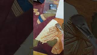 Assist Gold Leaf Reveal for Byzantine Icon of Theotokos egg tempera painting [upl. by Ettezyl]