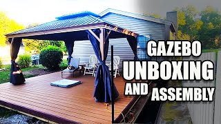 Easy DIY assembly of the 12 x 16 Happatio Gazebo [upl. by Yvad]