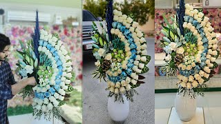 Long flower bouquet arrangement tutorial [upl. by Lodovico]