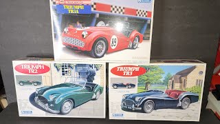 GUNZE SANGYO 124 triumph TR2 amp TR3 MODEL KITS amp BUILD FOR MATT modelcarvideos5829 MODEL CAR VIDEOS [upl. by Marela136]