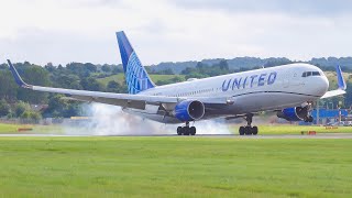 4K United Boeing 767300ER Landing at Edinburgh Airport [upl. by Sheridan]