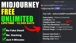 How to Use Midjourney FREE for LIFETIME  Midjourney FREE UNLIMITED  NO Subscription or Fake Emails [upl. by Etteyniv]