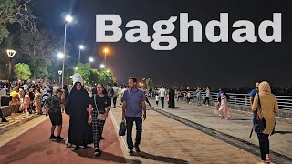 Baghdad night walk in Abu Nawas Street  Iraq 2023 [upl. by Aicerg]