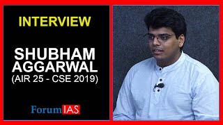 UPSC Topper Interview in Hindi  Shubham Aggarwal IAS Rank 25  ForumIAS [upl. by Clarine]