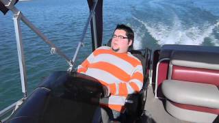 First Time Driving A Pontoon Boat [upl. by Suhpesoj]