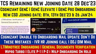 TCS Dec Joining Date  Cognizant DecJan Joining  Wipro Onboarding Update  LTIMindtree BGV Joining [upl. by Catto909]