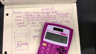 Calorimetry Lab example calculation [upl. by Yelkrab]