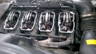 Scania R500  First Start With New CamshaftNo Rocker Covers [upl. by Adlev]