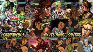 JoJos Bizarre Adventure All Star Battle  Campaign 1 All CostumesColors [upl. by Kassey]