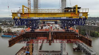 Pattullo Bridge Construction  North Cable Section 4 Beam Work [upl. by Oicnedif]